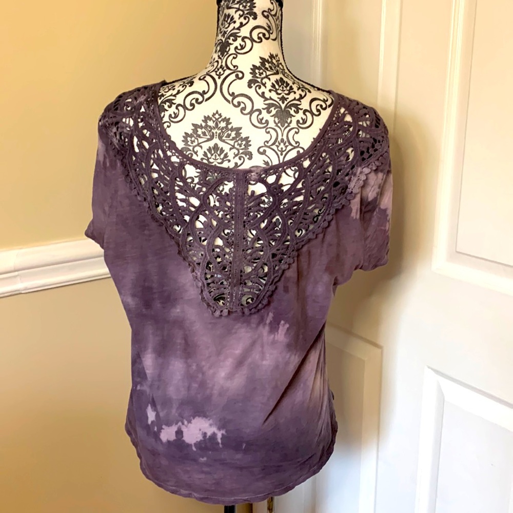 NY&C, hand dyed, purple and lace T-shirt, women’s size XL